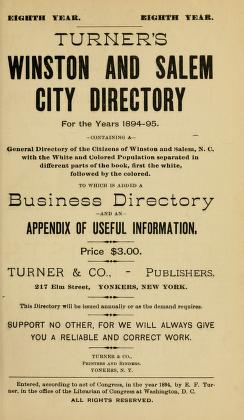 Turner's Winston and Salem city directory for the years ... [1894-1895]