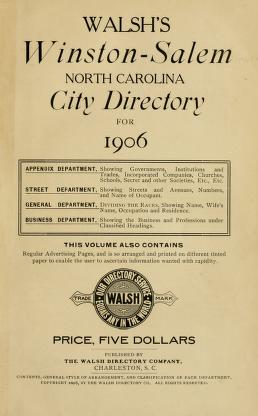 Walsh's Winston-Salem, North Carolina, city directory [1906]