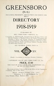 Greensboro N.C., directory 1918-1919 including Proximity, Revolution and White Oak Mills