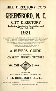 Greensboro N.C., directory 1921 including Proximity, Revolution and White Oak Mills