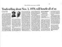"Truth Telling about November 3, 1979, will benefit all of us" by Cynthia Brown and Robert Peters - "News & Record" - January 23, 2005
