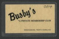 Busby's nightclub membership card