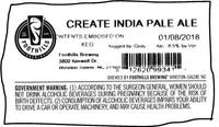 Foothills Brewing Create India Pale Ale [keg label]