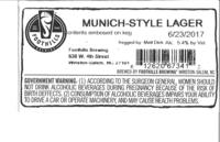 Foothills Brewing Munich Style Lager [keg label]