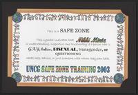 UNCG Safe Zone certificate, 2003