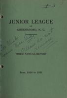 Annual report of the Junior League of Greensboro, 1930-1931