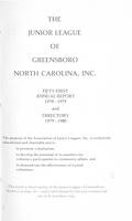 Annual report of the Junior League of Greensboro, 1978-1979