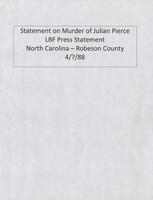 Statement on murder of Julian Pierce (Robeson County, NC)