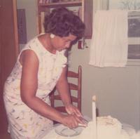 Beulah Graeber with Sharon Graeber's first birthday cake