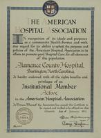 American Hospital Association membership certificate