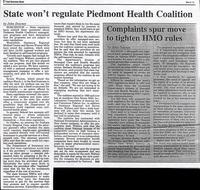 State won't regulate Piedmont Health Coalition
