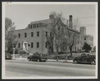 Photograph of Wesley Long Hospital building on North Elm Street, ca. 1940s