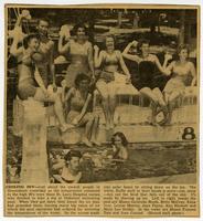 Newspaper clipping showing Jean Payne Rabie at Oakmont swimming pool