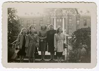 Jean Payne Rabie with five other women in front of St. Leo's Hospital