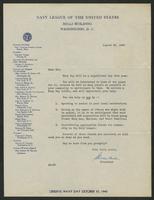 World War II -- Selective Service -- Correspondence -- Navy League of U.S.