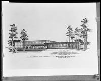 Architectural drawing of Wesley Long Hospital proposed nurses residence and school