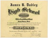 James B. Dudley High School diploma