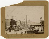 Looking north on South Elm Street from the depot during William Jennings Bryan's visit