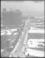 Snow-covered view of downtown Greensboro