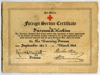 American Red Cross foreign service certificate