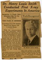 Dr. Henry Louis Smith conducted first X-ray experiments in America