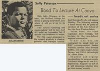 Bond To Lecture At Convo: Sally Peterson heads art series