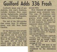 Guilford Adds 336 Frosh