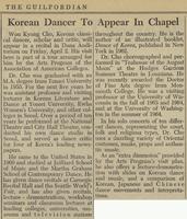 Korean Dancer to Appear in Chapel