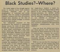 Black Studies? Where?