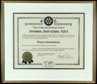 Rotary International Membership certificate