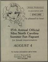 Miss North Carolina Summer Fun Pageant [advertisement]