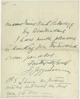 Correspondence from Joseph Jefferson to Madame Minnie Hauk Hesse-Wartegg