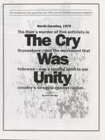 The Cry was Unity Anne Braden in Southern Exposure, Fall 1999