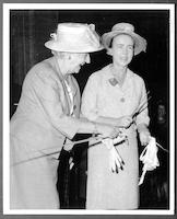 Martha Blakeney Hodges and Mrs. Dean Rusk at opening of the First World Craft Exhibit, U.S Department of Commerce