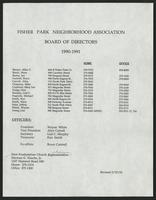 Fisher Park Neighborhood Association board meetings, 1990