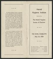 Mental Hygiene Institute program, 1936