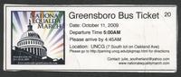 Bus ticket from Greensboro to National Equality March