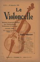 Le Violoncelle; bulletin corporatif mensuel de "L'Union des violoncellistes" professeurs & amateurs [No. 31 - 15 September 1924]