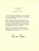 Letter to Bernard Greenhouse from Ronald Reagan
