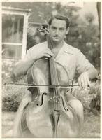 Reversed Photo of Bernard Greenhouse with his cello