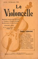 Le Violoncelle; bulletin corporatif mensuel de "L'Union des violoncellistes" professeurs & amateurs [No. 57 - November, 1926]