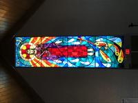 Stained glass window in sanctuary of St. James Presbyterian Church