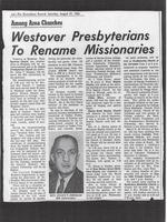 Westover Presbyterians to Rename Missionaries