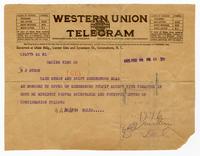 Telegram from Rabbi Milton Ellis to President Sidney J. Stern accepting Rabbi position