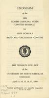 Program of the 1959 North Carolina Music Contest-Festival for high schools [band and orchestra contest]