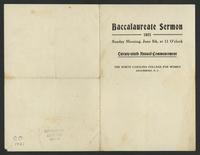 Baccalaureate Sermon, 1921 [program]