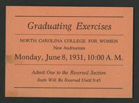 Graduation, 1931 [ticket]
