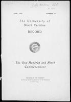 The University of North Carolina, Record, The One Hundred and Ninth Commencement, June, 1904