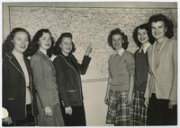 Sisters in Front of a Map of North Carolina, 1946