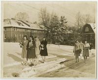 Walking Across a Snowy Campus, 1940s